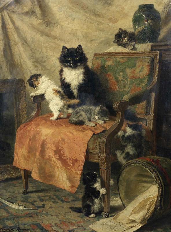 Henrietta Ronner-Knip Kittens at play Spain oil painting art